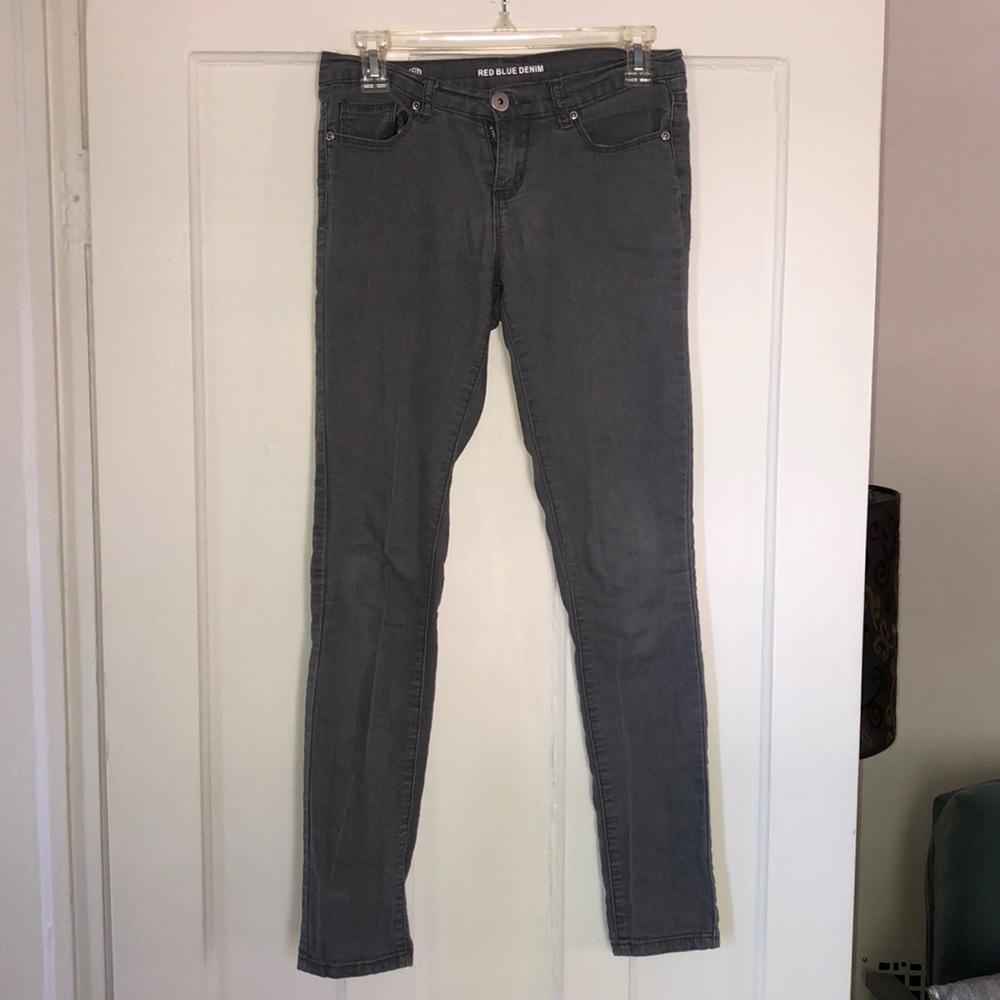 Red Blue Denim grey jeans